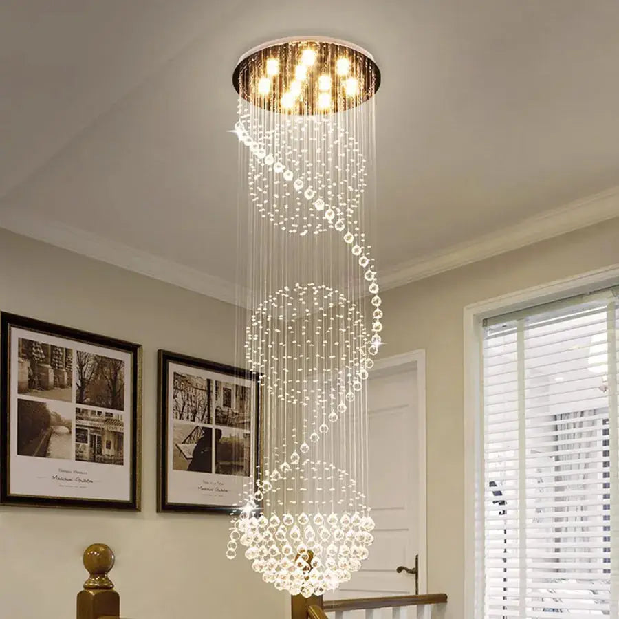 Crystal High Ceiling Stairwell Lighting  Seus Lighting