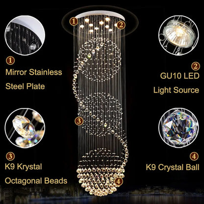 Crystal High Ceiling Stairwell Lighting  Seus Lighting