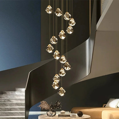 Lámpara colgante moderna de cristal para escalera