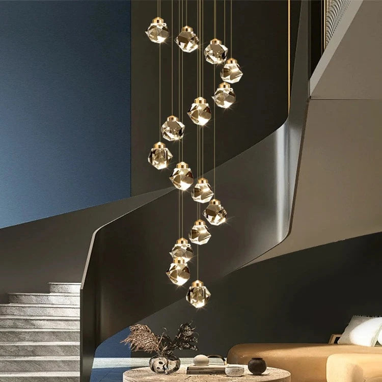 Crystal Modern Pendant Light for Staircase  Seus Lighting