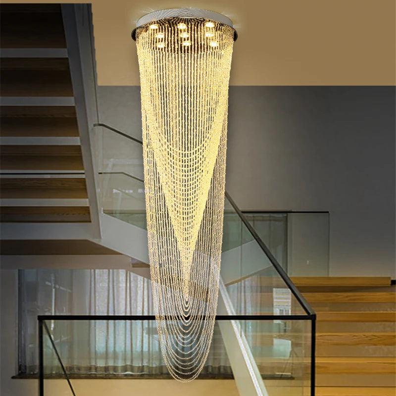 Crystal Tassel Chandelier for Staircase & Foyer - Chandeliers
