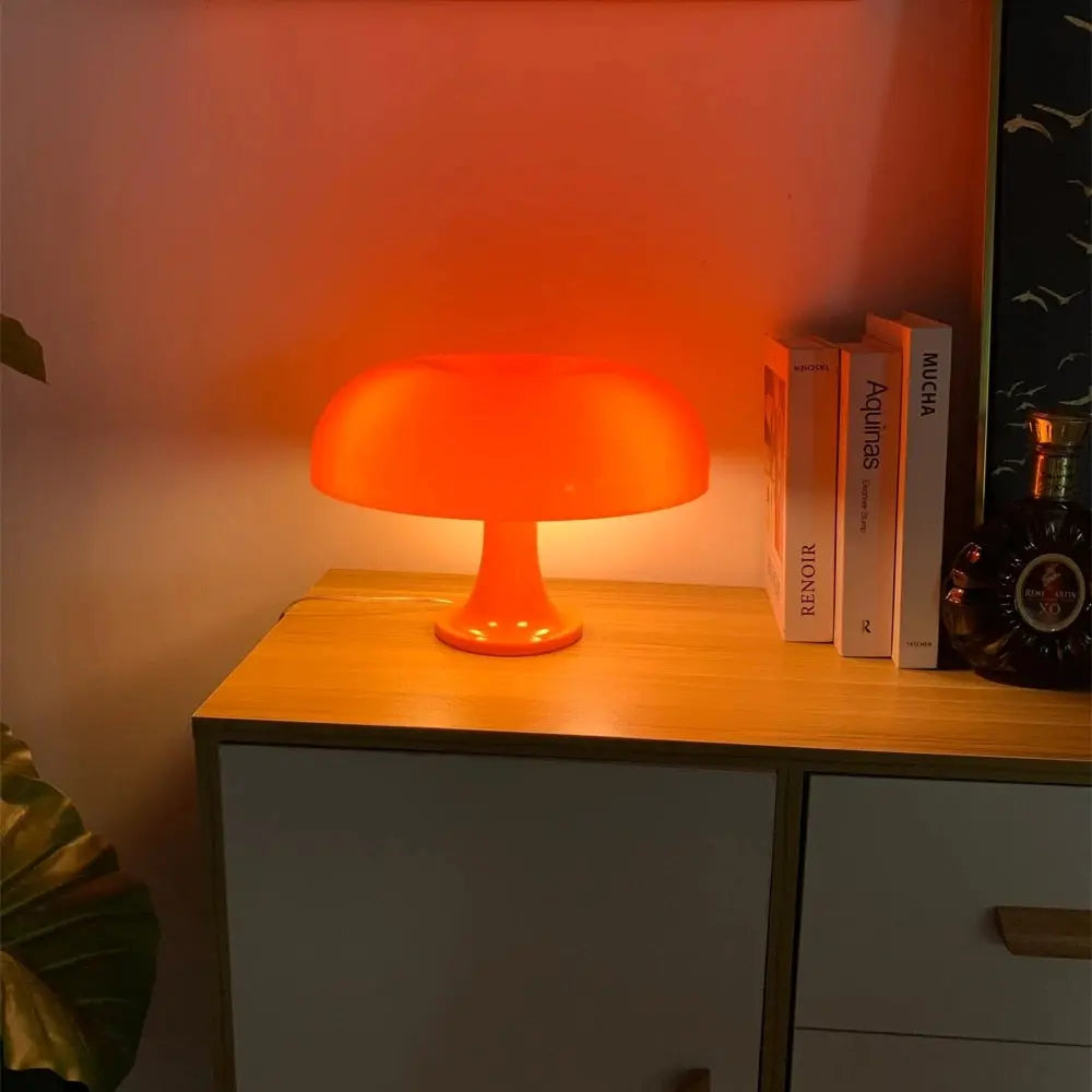 Cute Modern Mushroom Table Lamp Orange/White – Seus Lighting