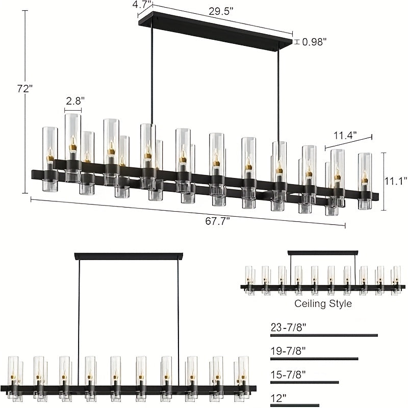 Cyral Modern Linear Kitchen Chandelier Black Seus Lighting