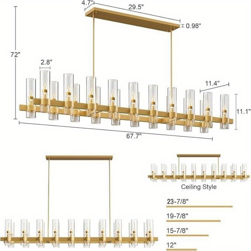 Cyral Modern Linear Kitchen Chandelier Gold Seus Lighting