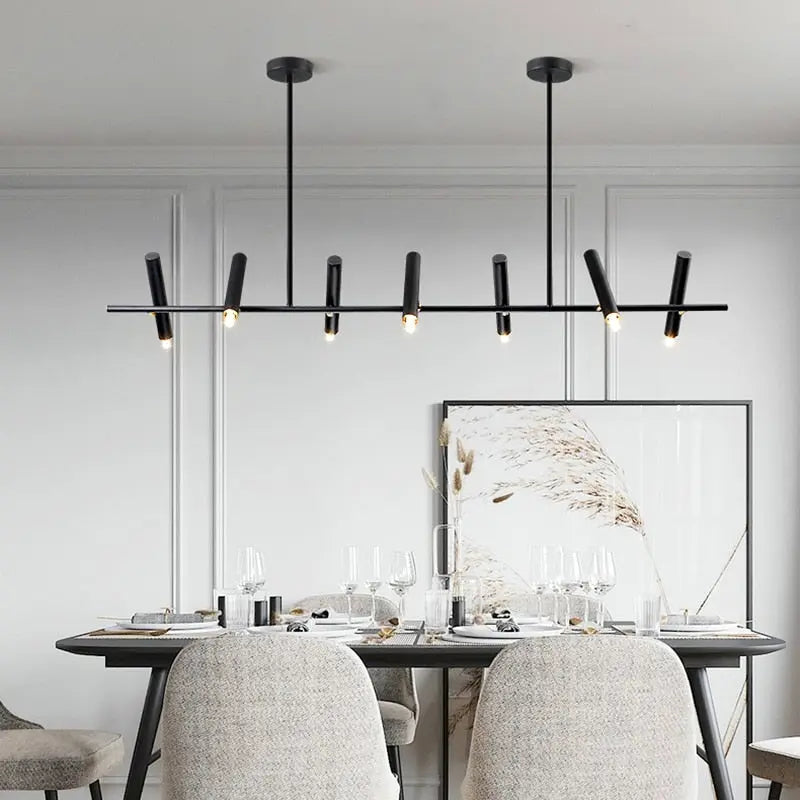 Doreen Modern Black Linear Chandelier 7headchangeable Seus Lighting