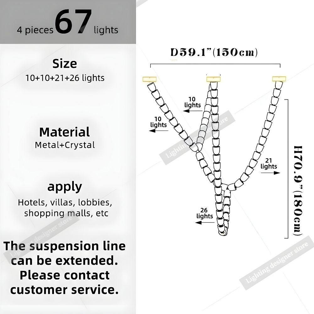 Dreon Large Crystal Chain Chandelier  Seus Lighting