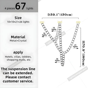 Dreon Large Crystal Chain Chandelier  Seus Lighting