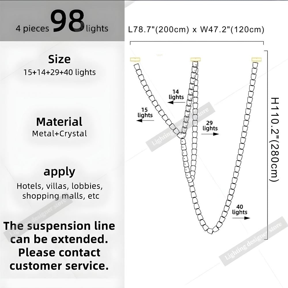 Dreon Large Crystal Chain Chandelier  Seus Lighting