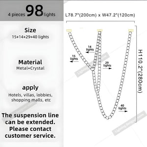 Dreon Large Crystal Chain Chandelier  Seus Lighting