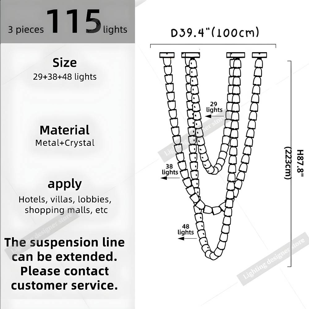 Dreon Large Crystal Chain Chandelier  Seus Lighting
