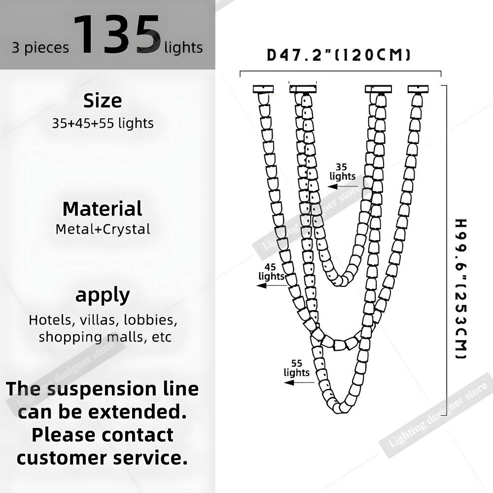 Dreon Large Crystal Chain Chandelier  Seus Lighting