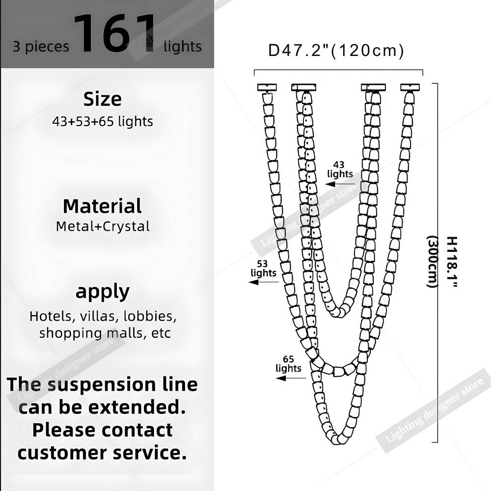 Dreon Large Crystal Chain Chandelier  Seus Lighting