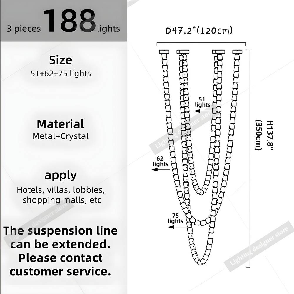 Dreon Large Crystal Chain Chandelier  Seus Lighting