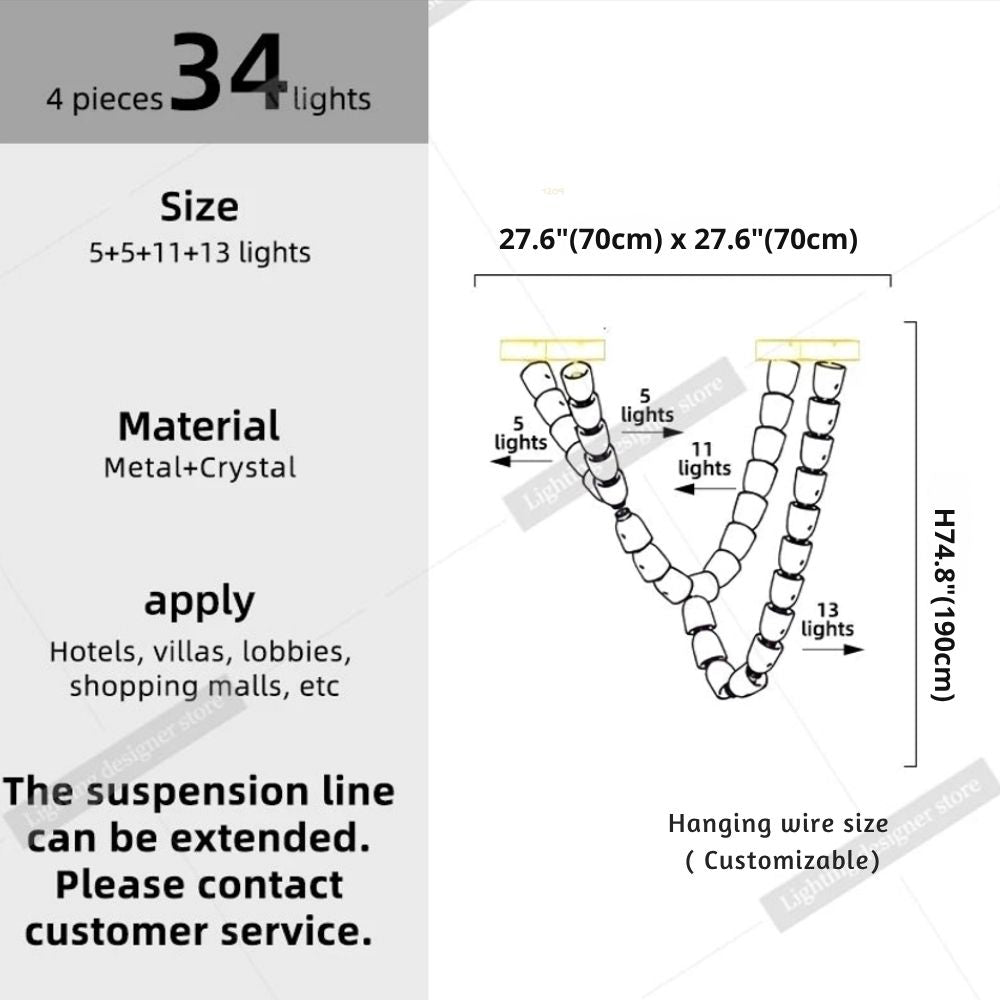 Dreon Large Crystal Chain Chandelier  Seus Lighting