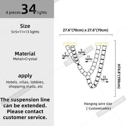 Dreon Large Crystal Chain Chandelier  Seus Lighting