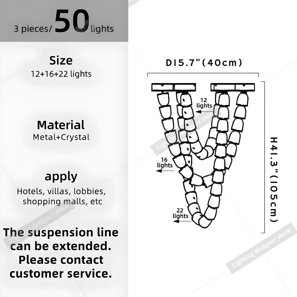 Dreon Large Crystal Chain Chandelier  Seus Lighting