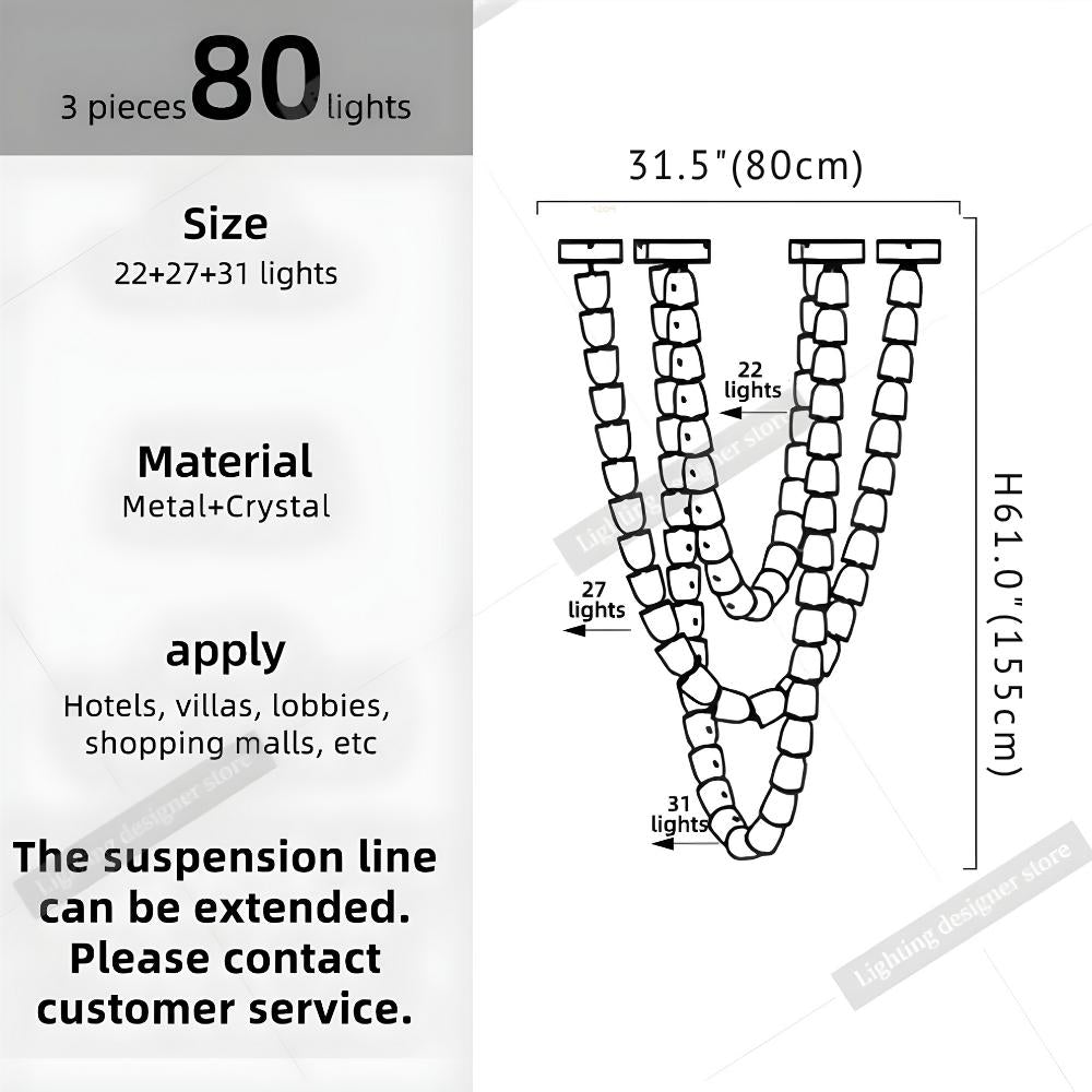 Dreon Large Crystal Chain Chandelier  Seus Lighting