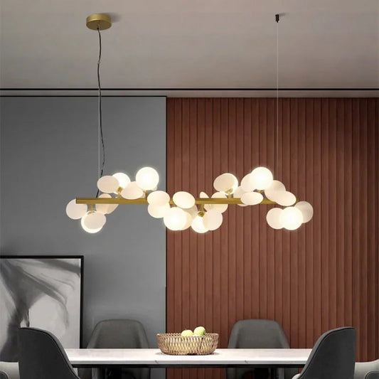 Eli Glass Globes Linear Chandelier For Dining Room  Seus Lighting