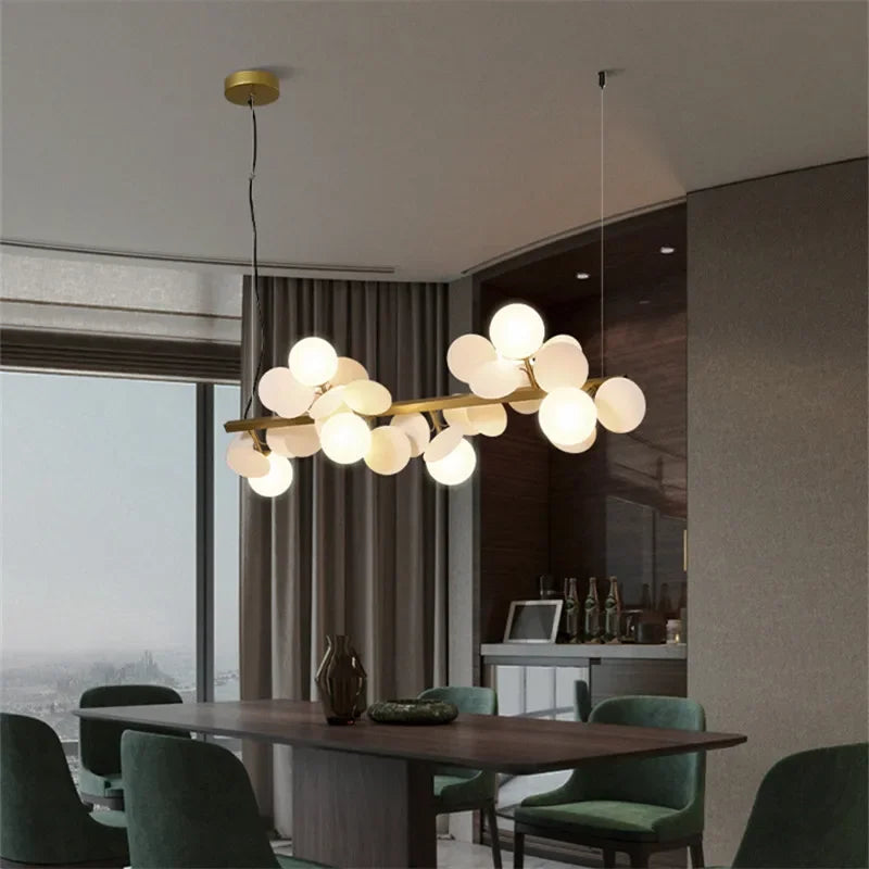 Eli Glass Globes Linear Chandelier For Dining Room  Seus Lighting