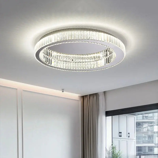 Elizza Flush Mount Crystal Chandelier for a low-ceiling foyer