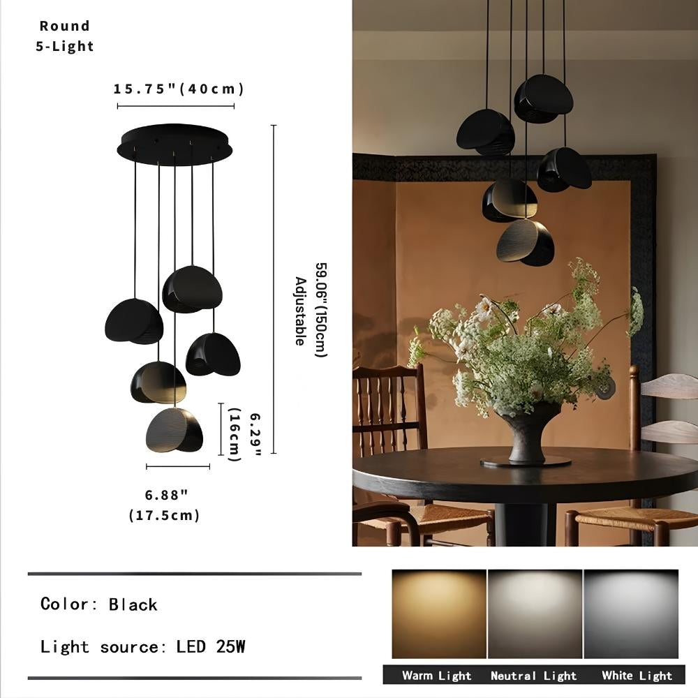 Elor Contemporary Wood Multi Light Pendant  Seus Lighting