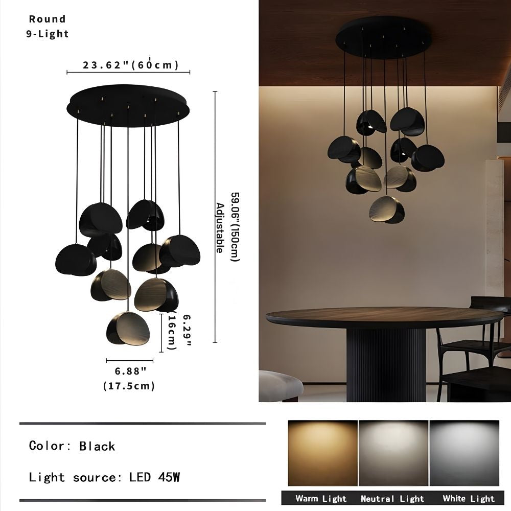 Elor Contemporary Wood Multi Light Pendant  Seus Lighting