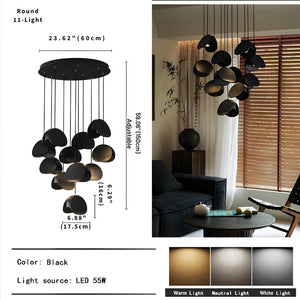 Elor Contemporary Wood Multi Light Pendant  Seus Lighting
