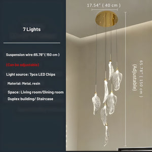 Elyorn Leaves Design High Ceiling Foyer Chandelier  Seus Lighting