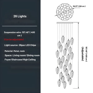 Elyorn Leaves Design High Ceiling Foyer Chandelier  Seus Lighting