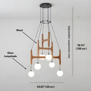 Fia Minimalist Wooden Pendant Chandelier Light  Seus Lighting