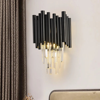 Fin Black Modern Crystal Wall Light  Seus Lighting
