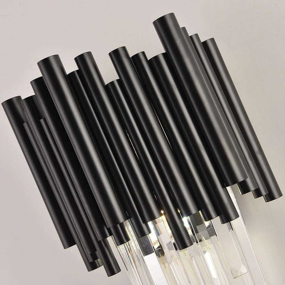 Fin Black Modern Crystal Wall Light  Seus Lighting