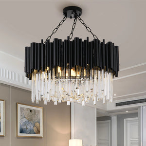Finn Modern Black Crystal Chandelier for Living Room  Seus Lighting