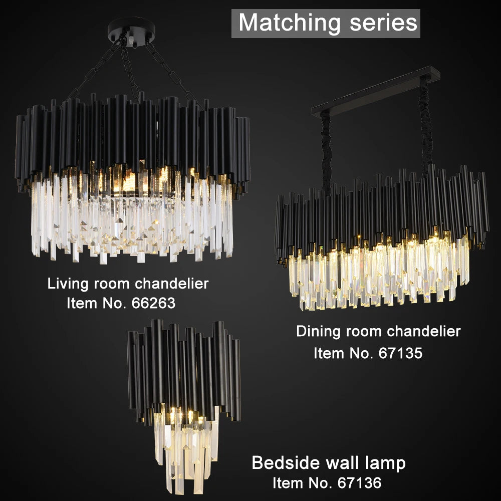 Finn Modern Black Crystal Chandelier for Living Room  Seus Lighting