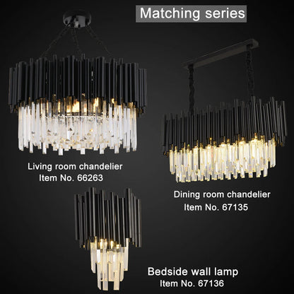 Finn Modern Black Crystal Chandelier for Living Room  Seus Lighting