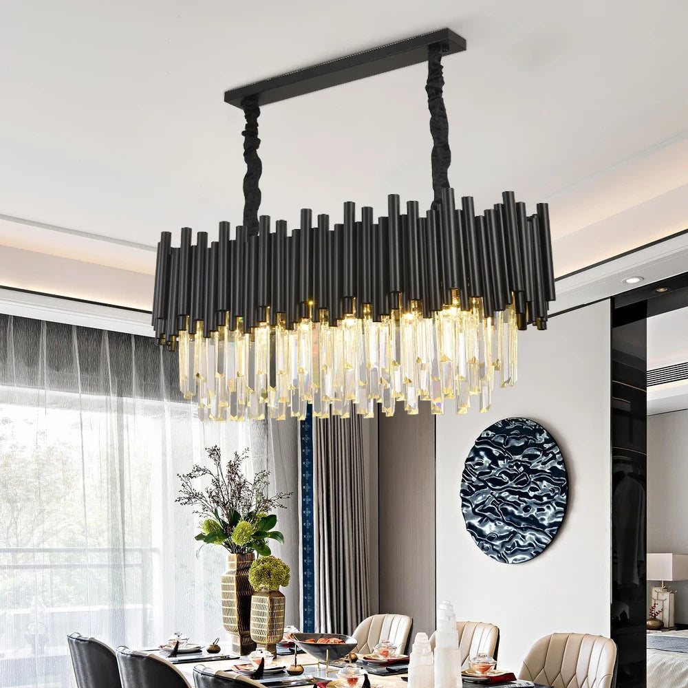Elegant Black Chandelier Lighting for a Stylish Dining Room