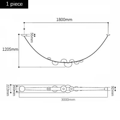Gelman Modern Belt Chandelier 1 piece / Smoked / Remote Control Seus Lighting