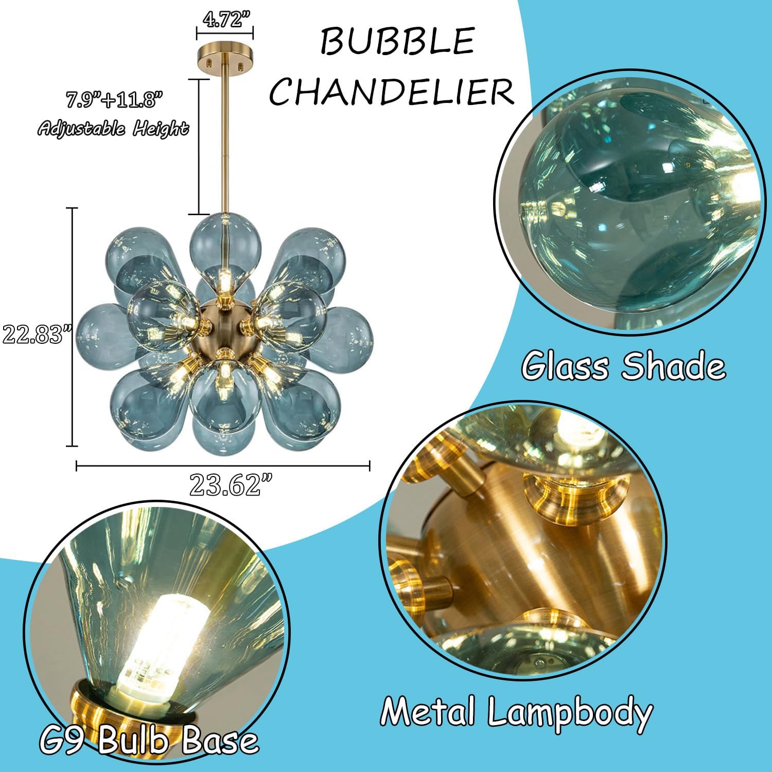 Glass Bubble Ceiling Light Pink & Blue & White  Seus Lighting