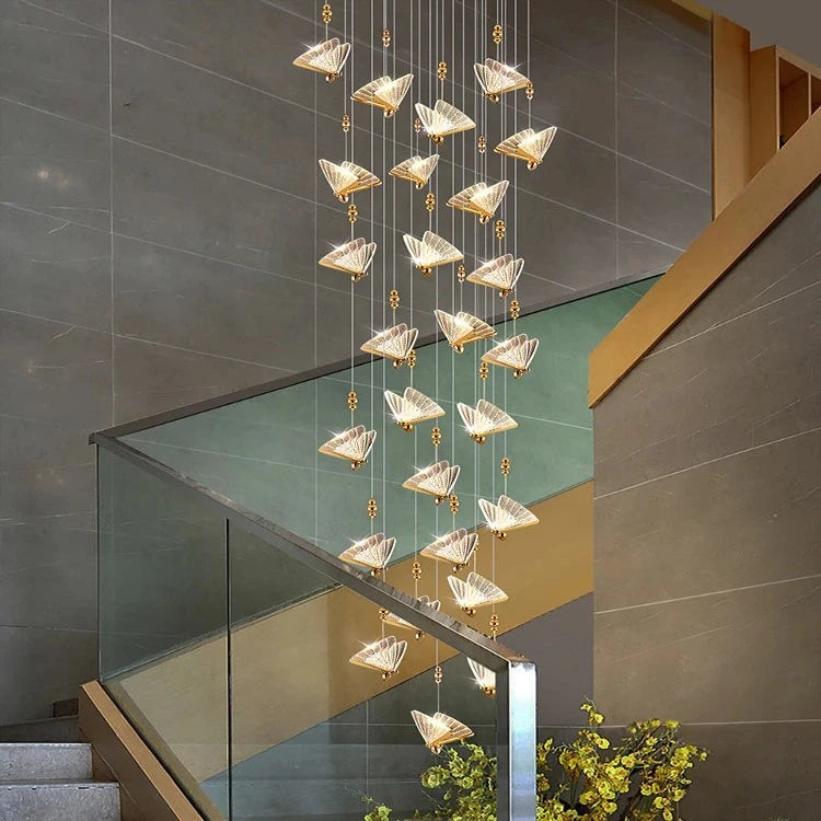 Gold Butterfly Led Chandelier for Staircase&Foyer&Living Room  Seus Lighting