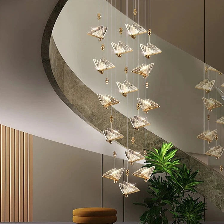 Gold Butterfly Led Chandelier for Staircase&Foyer&Living Room  Seus Lighting
