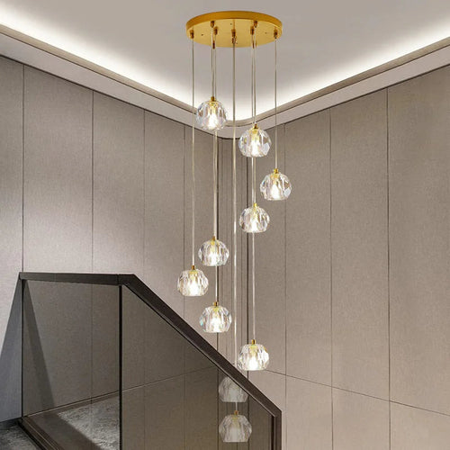 Gold Crystal Ball Chandelier detail