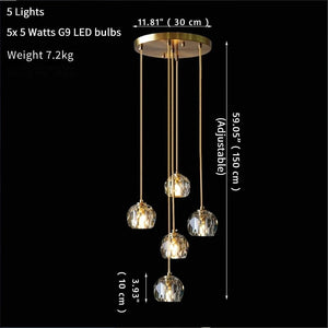 Gold Crystal Ball Chandelier for High Ceiling & Staircase  Seus Lighting