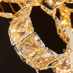 Gold Dimmable High Ceiling Crystal Chandelier  Seus Lighting