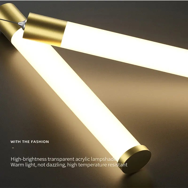 Black/Gold Long Hanging Led Chandelier for Stairwell  Seus Lighting