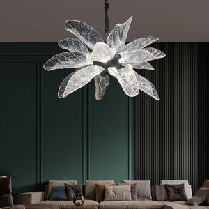 Milen Modern Crystal Leaf Chandelier - Black/Gold  Seus Lighting