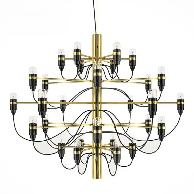 Gino Sarfatti Style Led Pendant Chandelier Black/Silver/Gold  Seus Lighting