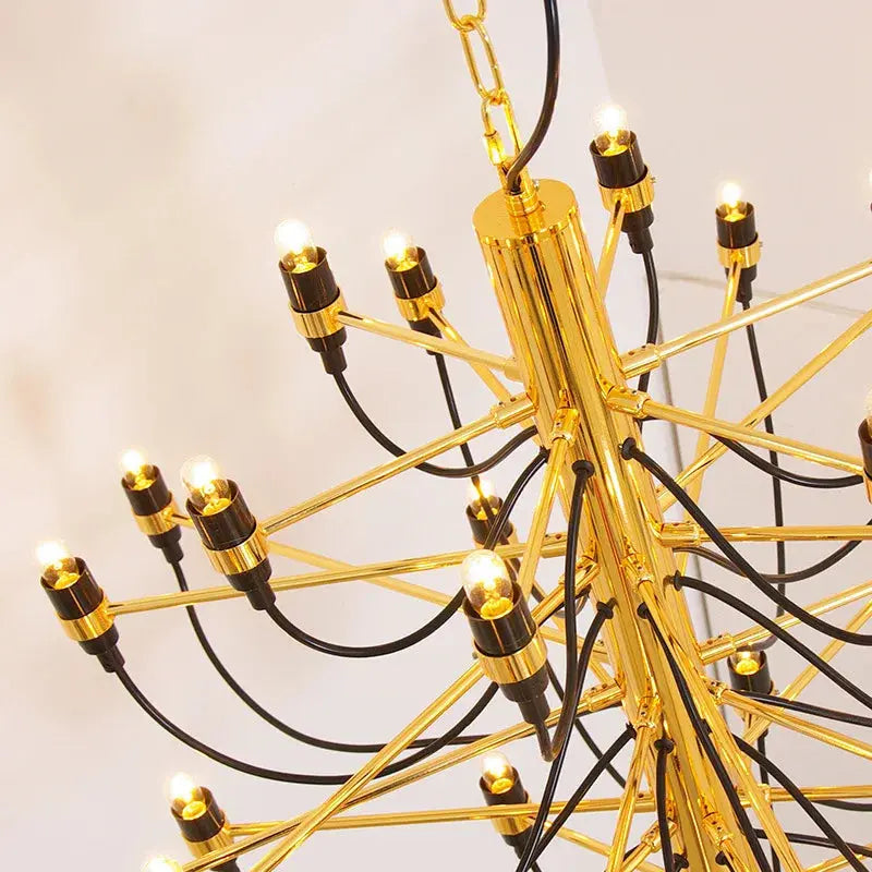 Gino Sarfatti Style Led Pendant Chandelier Black/Silver/Gold  Seus Lighting