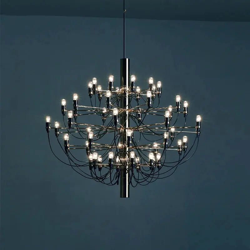 Gino Sarfatti Style Led Pendant Chandelier Black/Silver/Gold  Seus Lighting