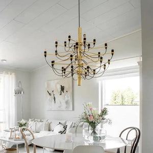 Gino Sarfatti Style Led Pendant Chandelier Black/Silver/Gold  Seus Lighting