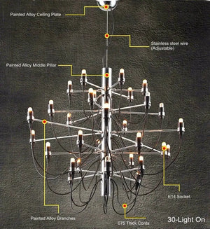 Gino Sarfatti Style Led Pendant Chandelier Black/Silver/Gold  Seus Lighting